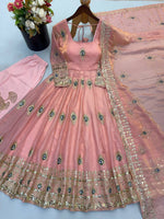 Baby Pink Silk Embroidered Anarkali Gown