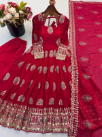 Fuchsia Pink Silk Embroidered Anarkali Gown