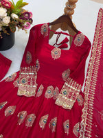Fuchsia Pink Silk Embroidered Anarkali Gown