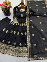 Black Silk Embroidered Anarkali Gown