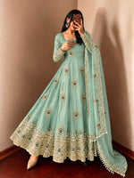 Mint Green Embroidered Anarkali Gown
