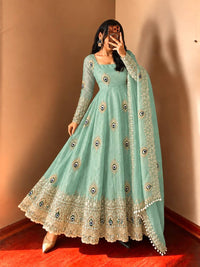 Mint Green Embroidered Anarkali Gown