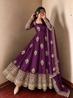 Purple Embroidered Anarkali Gown