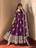 Purple Embroidered Anarkali Gown