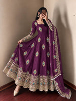 Purple Embroidered Anarkali Gown