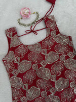 Maroon Simmer Silk Embroidered Sharara Suit Set
