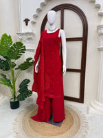 Elegant Red Kurta Palazzo Suit Set