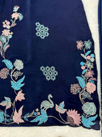 Navy Blue Jura Silk Embroidered Kaftan Pant
