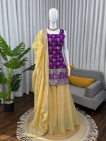 Jacquard Embroidered 3-Piece Palazzo Suit Set