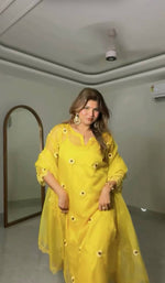 Yellow Embroidered Organza 4-Piece Suit Set