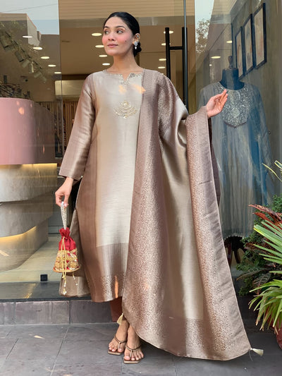 Pure Kanjivaram Glass Tissue Suit Set
