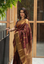 Brown Jacquard Saree