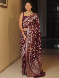 Luxurious Wine Jacquard Saree – Premium Festive & Wedding Wear