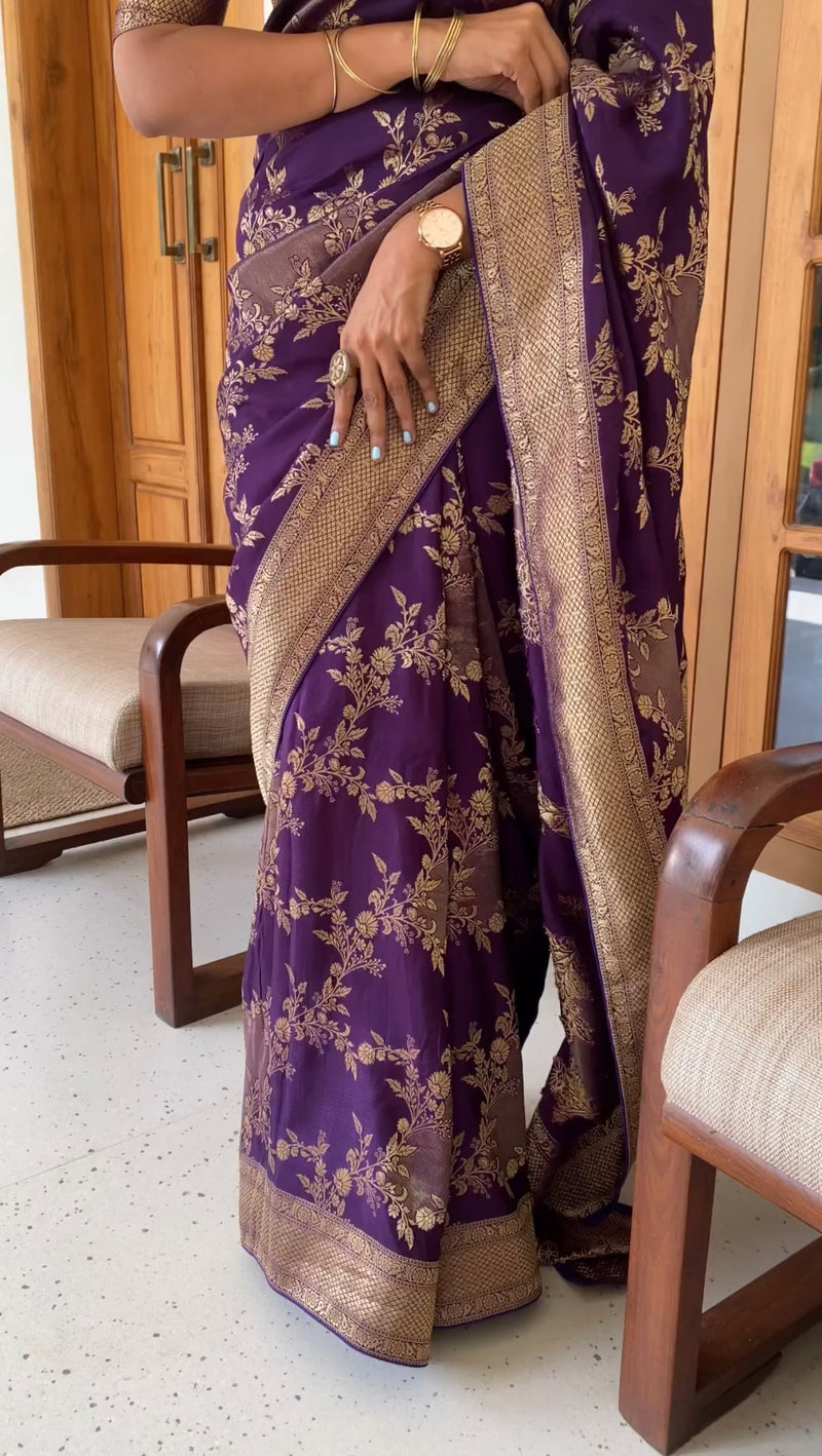 Dark Purple Jacquard Saree