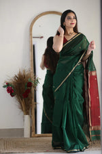 Green Maroon Jacquard Saree