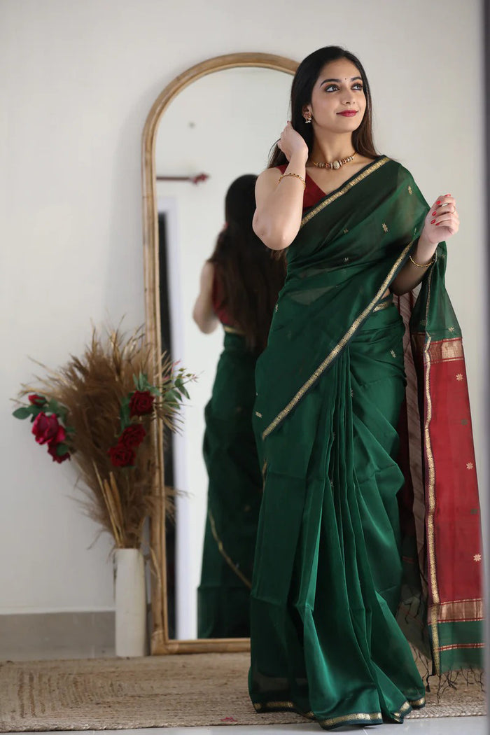 Green Maroon Jacquard Saree for Premium Festive & Traditional Elegance