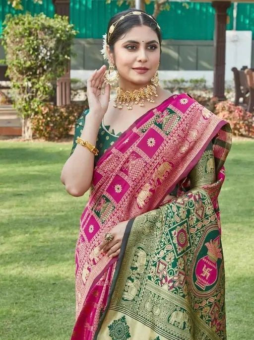 Luxurious Wine Jacquard Saree