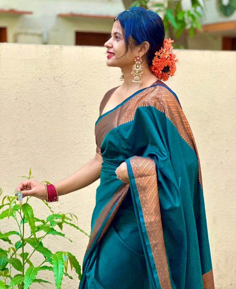 Dark Blue Jacquard Saree