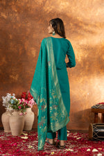 Meher Rama Green Marina Silk Embroidered Kurta Pant Set