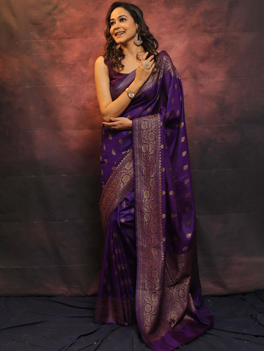 Royal Purple Jacquard Saree