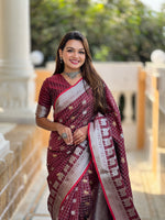 Elegant Maroon Jacquard Saree