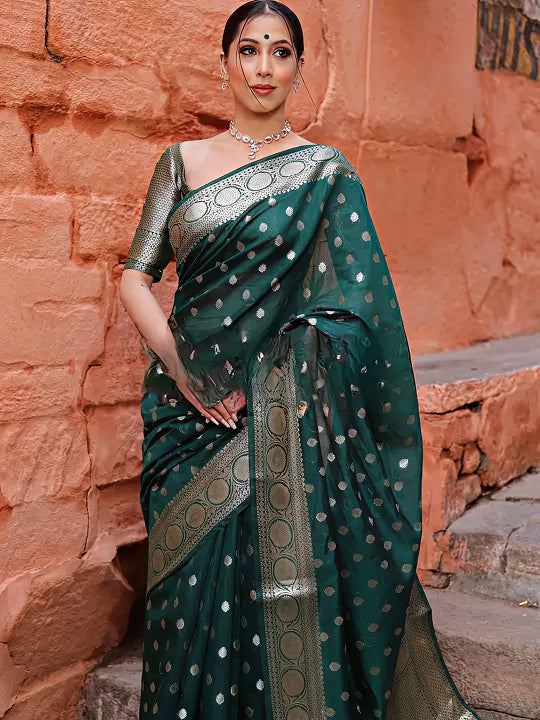 Green Jacquard Saree