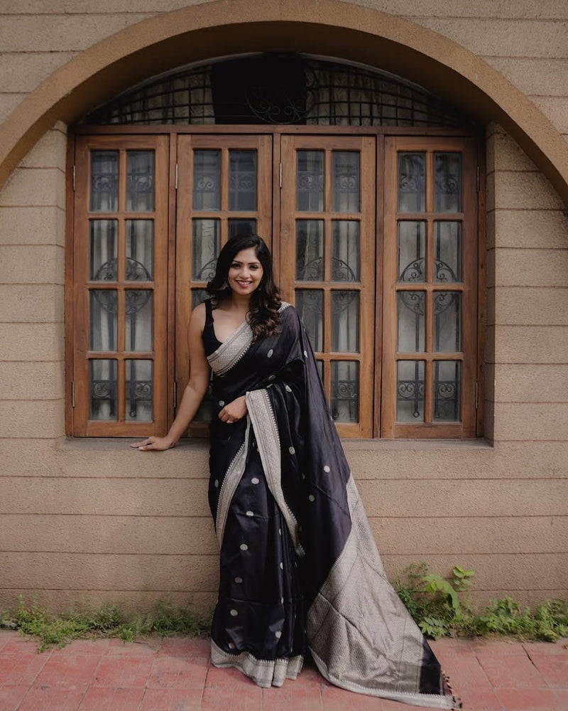 Elegant Black Jacquard Saree