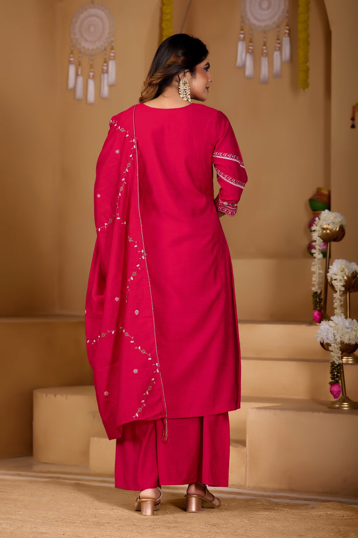 Rani Pink Mango Silk Anarkali Set