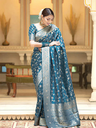 Tea Blue Jacquard Saree