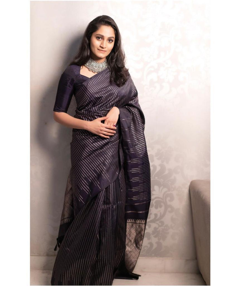 Elegant Purple Jacquard Saree