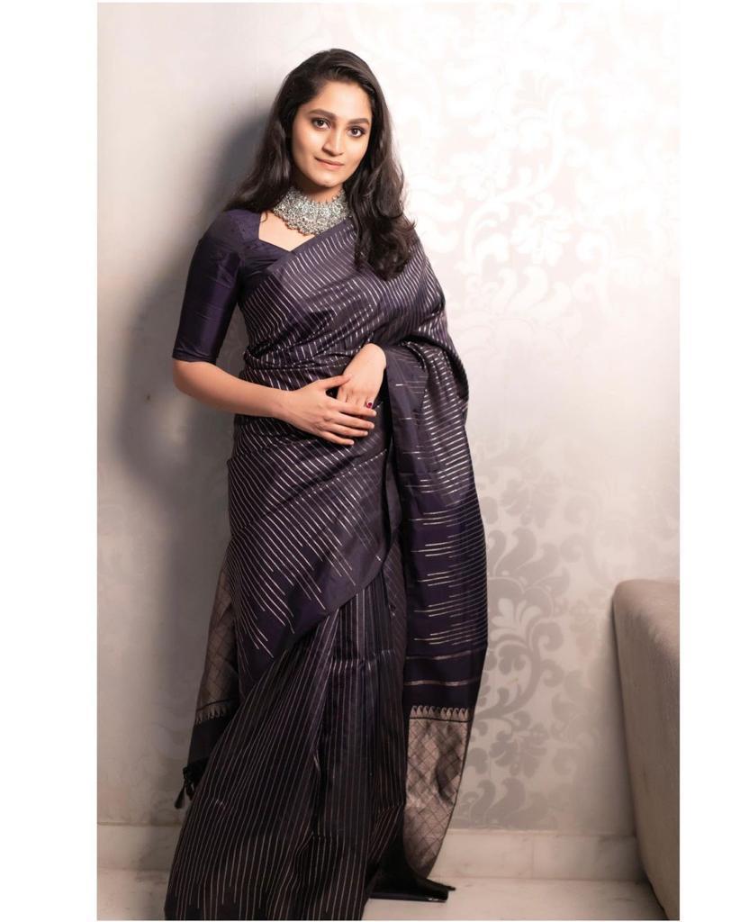 Elegant Purple Jacquard Saree
