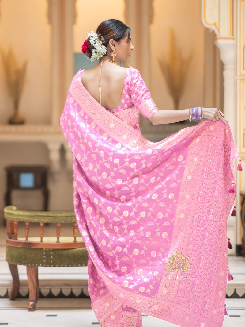 Blush Pink Jacquard Saree