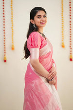 Charming Pink Jacquard Saree