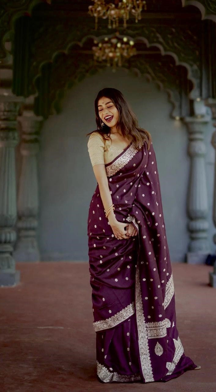 Wine Jacquard Saree