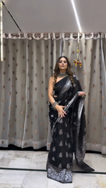 Elegant Black Jacquard Saree