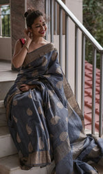 Graceful Grey Jacquard Saree