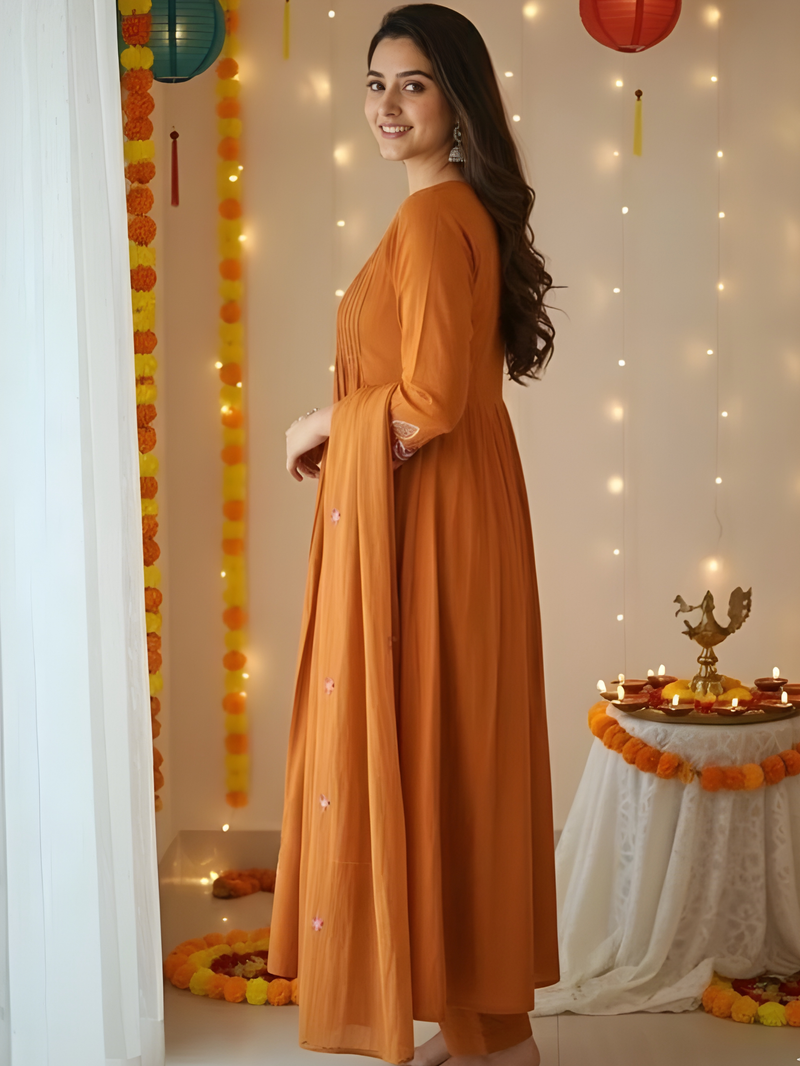 MADHAVI Pure Cotton Kurta Pant Dupatta Set for Women