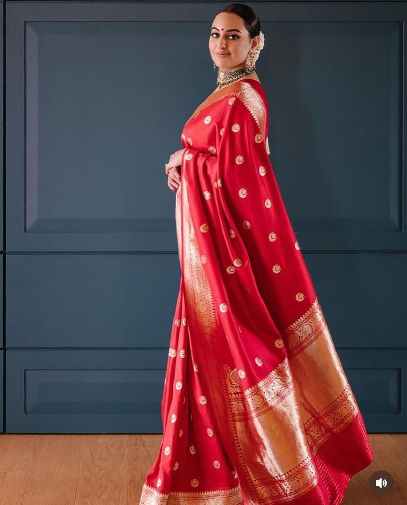 Royal Red Jacquard Saree