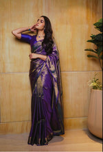 Royal Dark Purple Jacquard Saree
