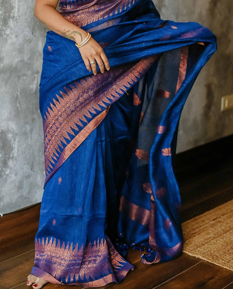 Blue Jacquard Saree