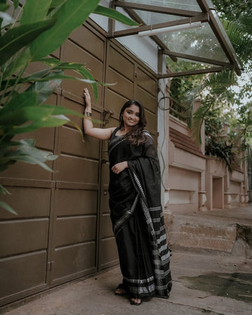 Classic Black Jacquard Saree – Timeless Elegance for Evening & Festive Wear