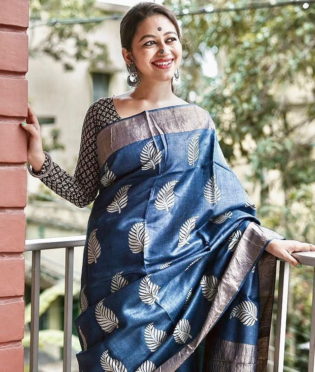 Elegant Blue Jacquard Saree