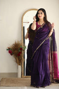 Wine Pink Jacquard Saree for Elegant Festive & Celebration Wear