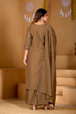 Elegant Brown Viscose Mango Silk Anarkali Kurti Set