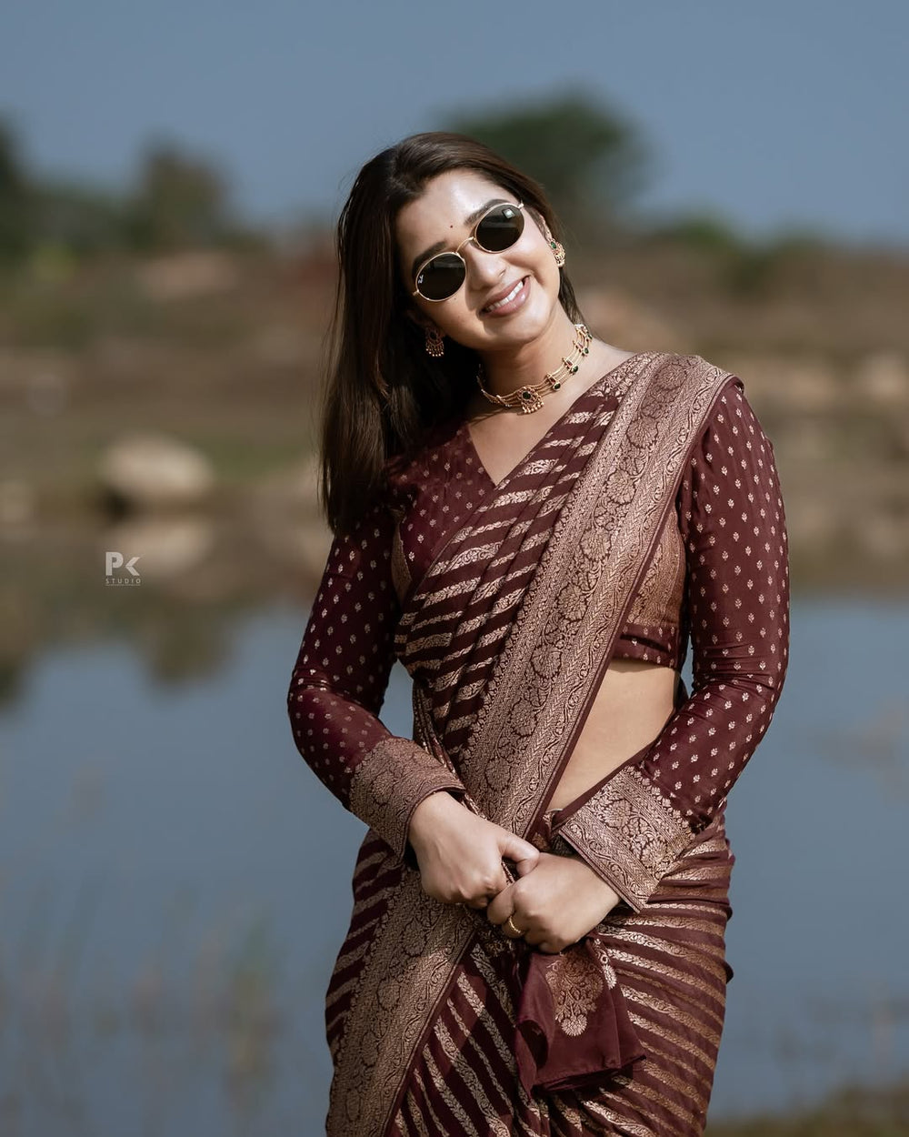 Maroon Jacquard Saree