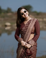 Maroon Jacquard Saree