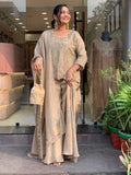 Champagne Embroidered Silk Palazzo Set
