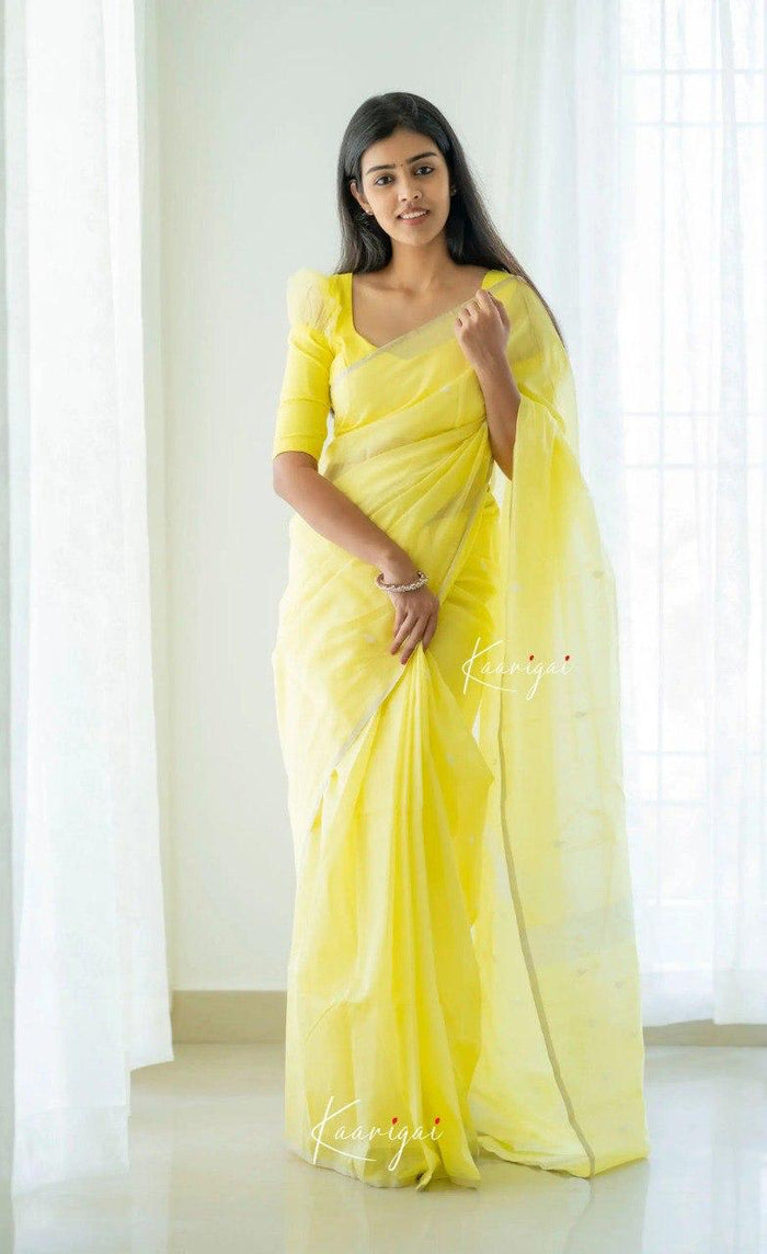 Yellow Jacquard Saree – Bright Festive Elegance with Luxurious Woven Detail