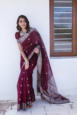 Royal Wine Jacquard Saree