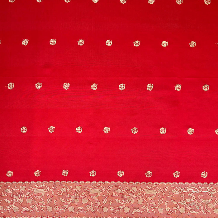 Bright Red Jacquard Saree for Women – Vibrant Festive & Party Wear Elegance